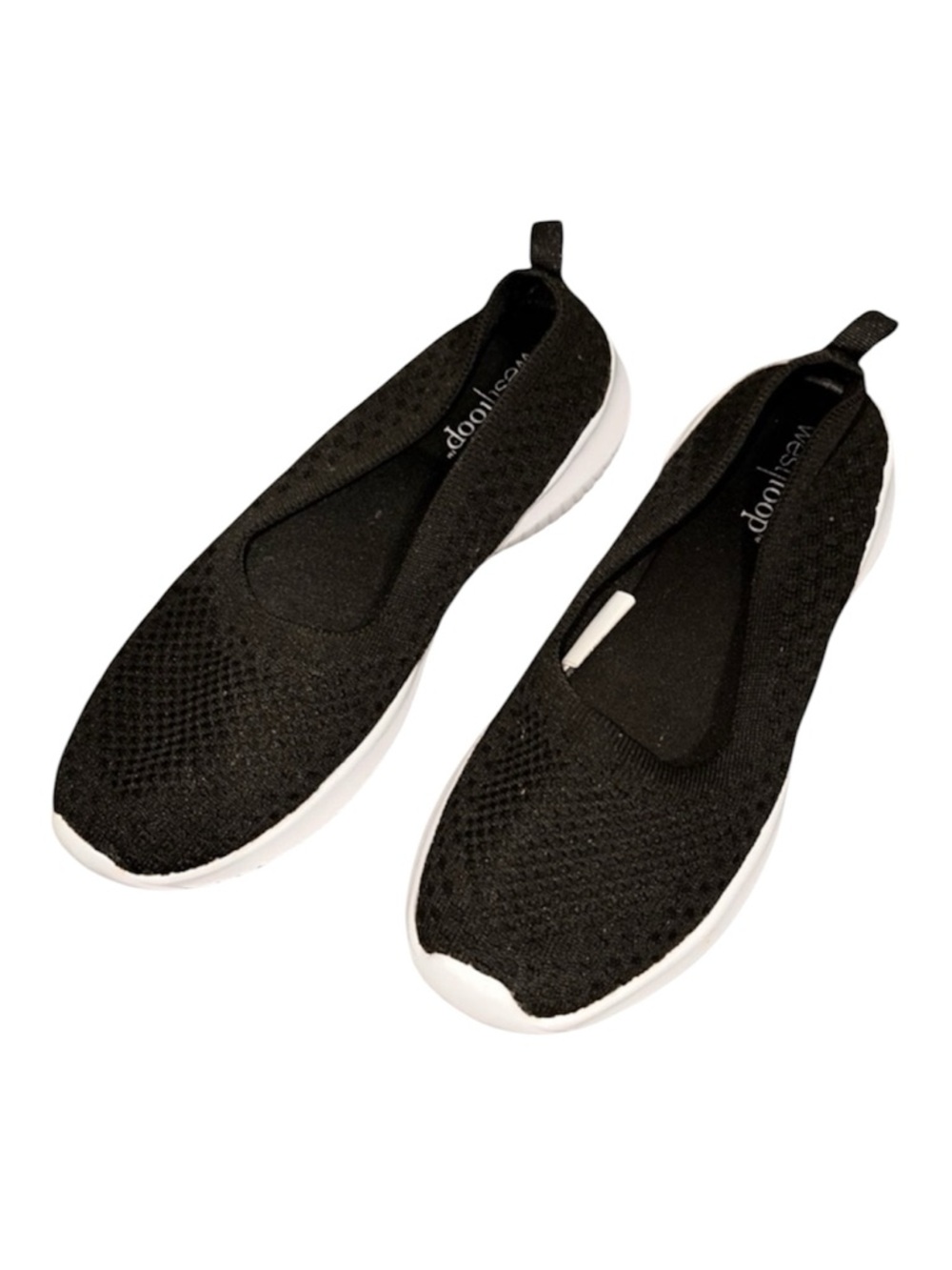 West Loop Black Knit Slip On Sneaker Lightweight Comfort Flats Womens Size 7